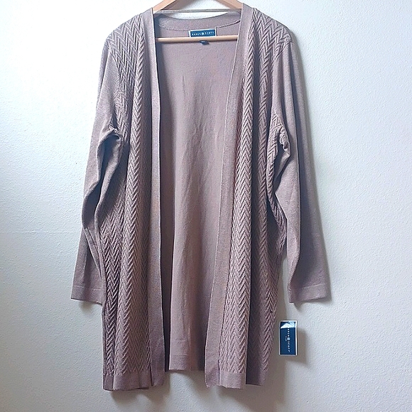 Karen Scott Sweaters - Cardigan Sweater NWT Karen Scott Core Cardi Chestnut Heather Size OX